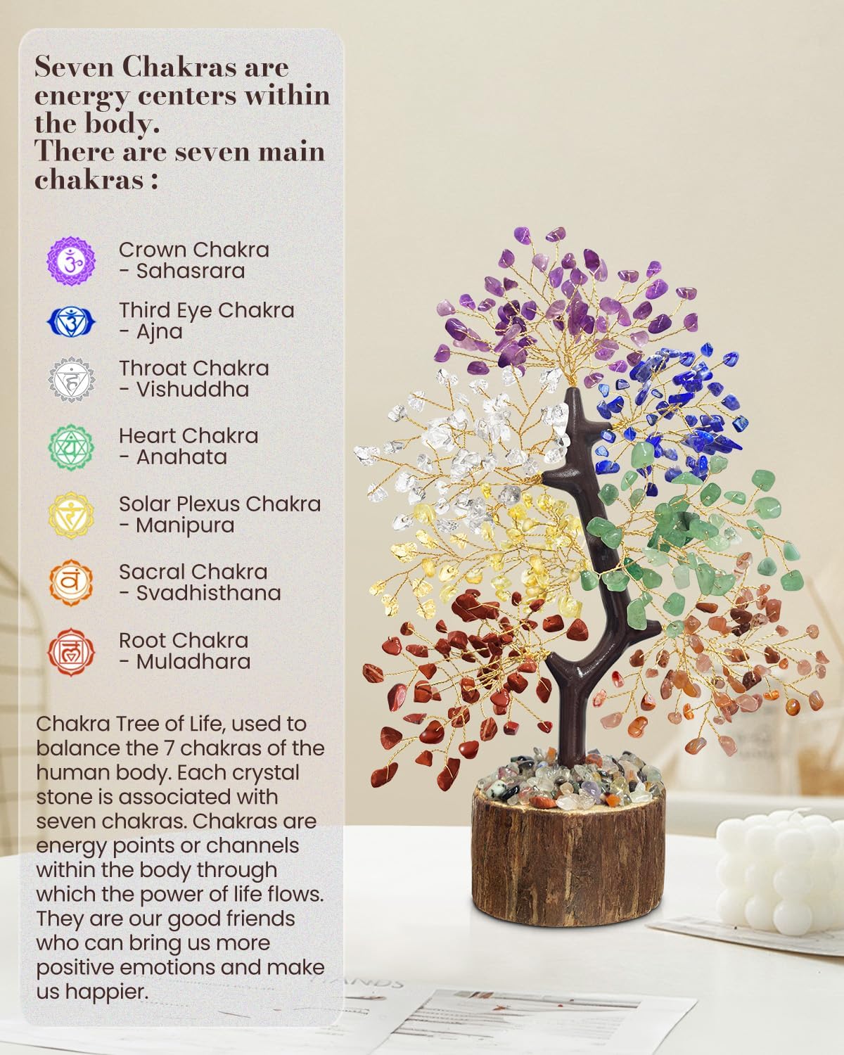 TATOODAA chakra tree on desk decor for home office ambiance.
