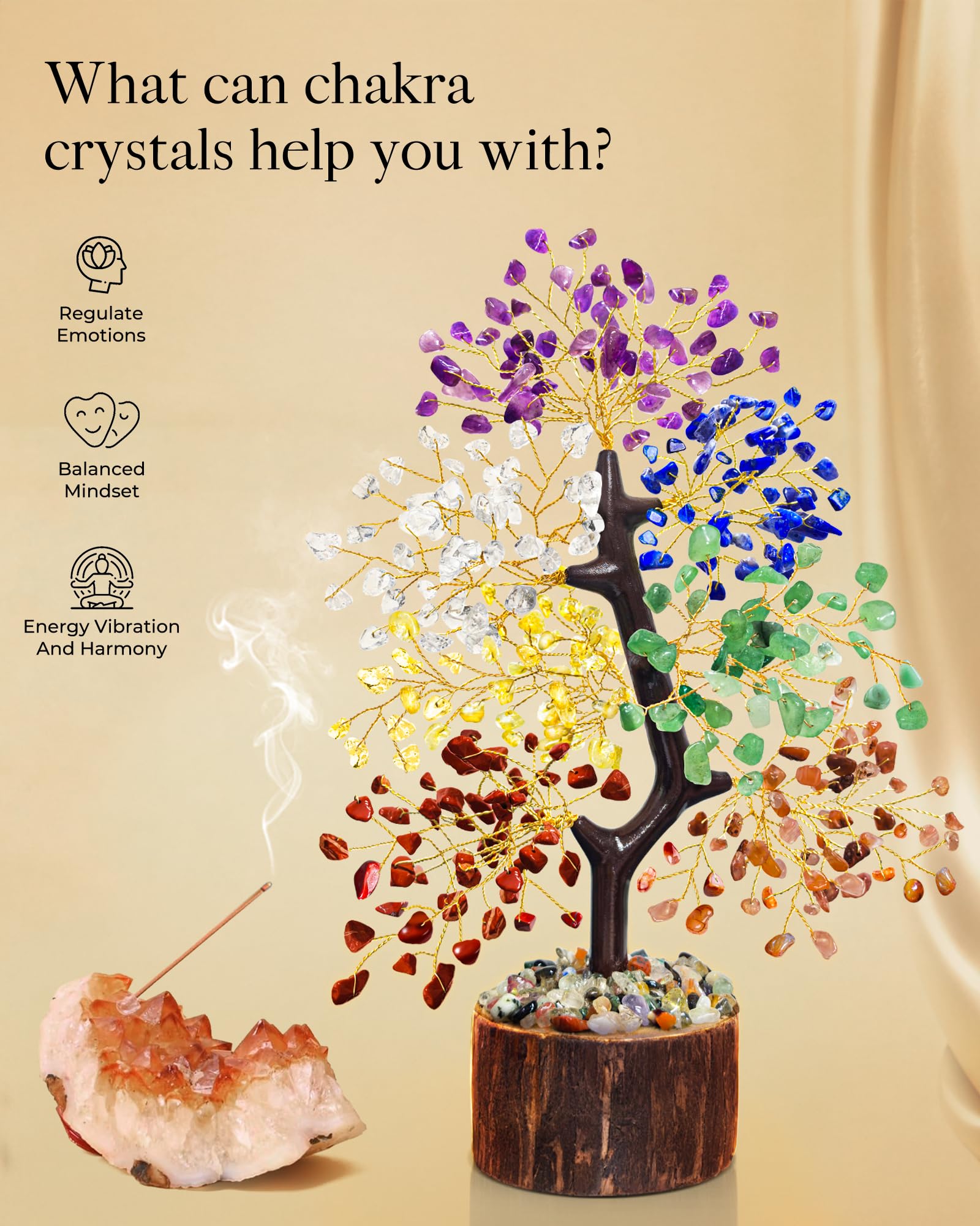 TATOODAA Crystal Tree of Life beads closeup shows natural crystal beauty