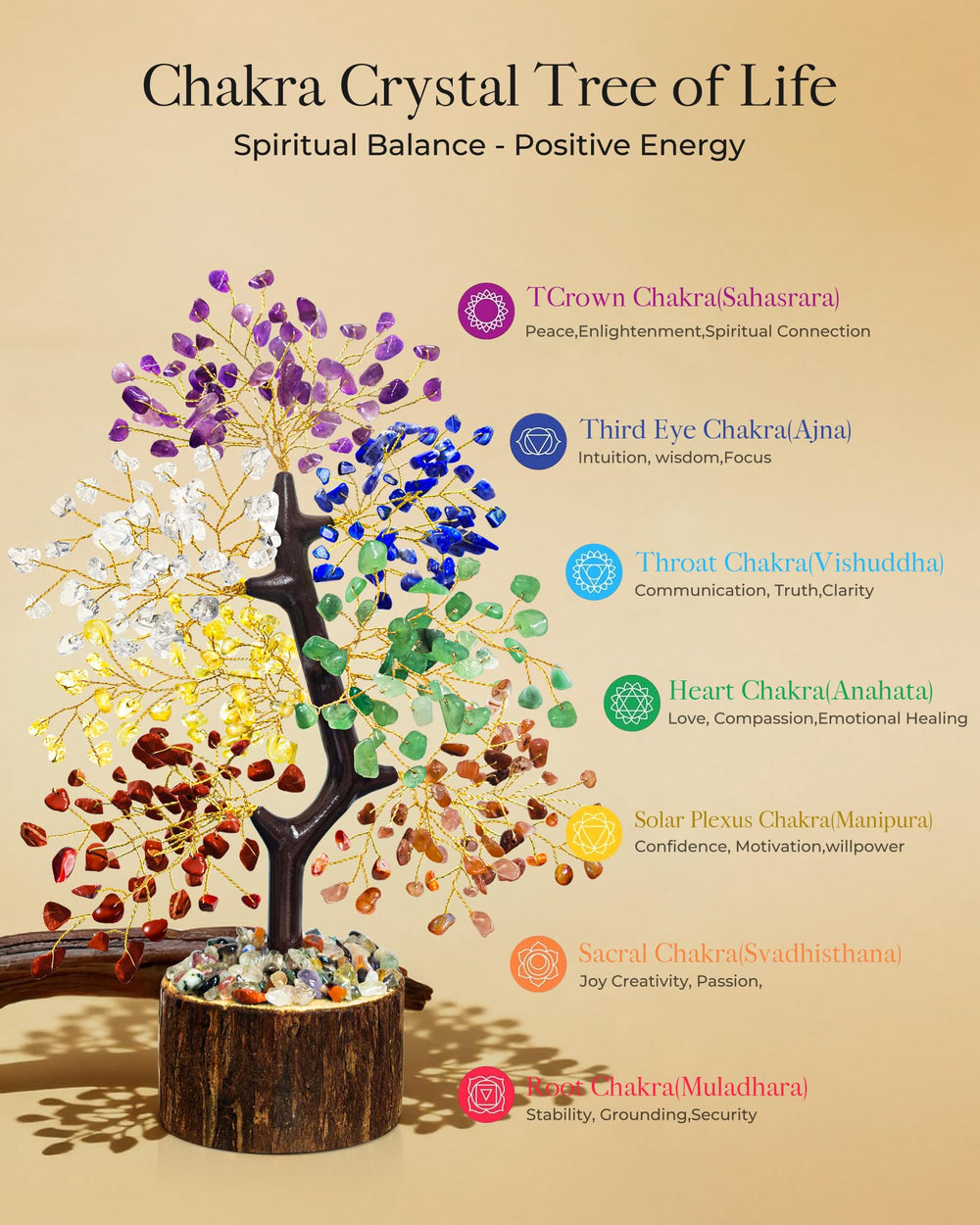 TATOODAA Crystal Tree of Life desk decor inspires workspace serenity
