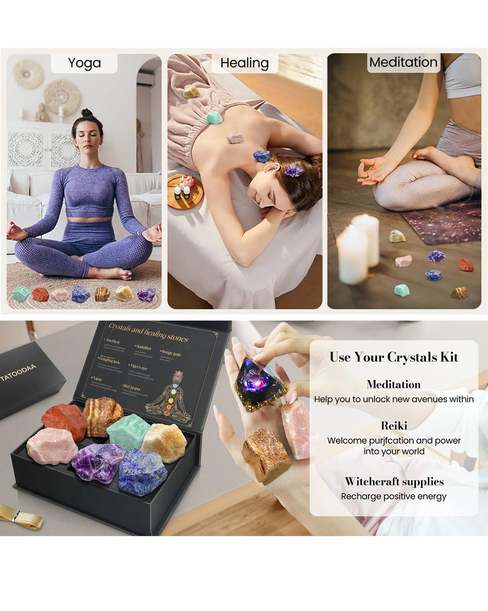 TATOODAA chakra gift box with seven colored stones for thoughtful gifts
