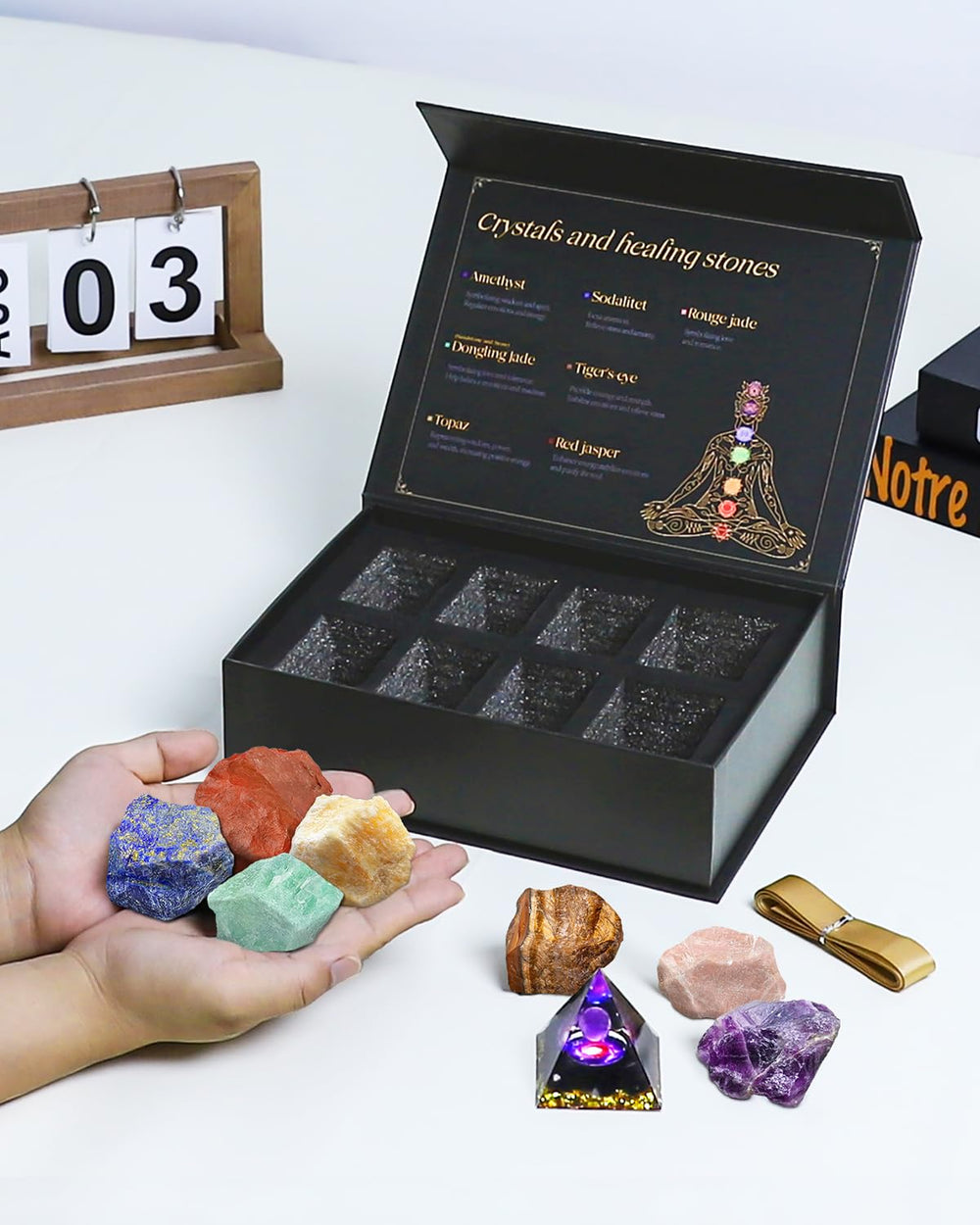 TATOODAA seven chakras colorful stones for balance and meditative energy