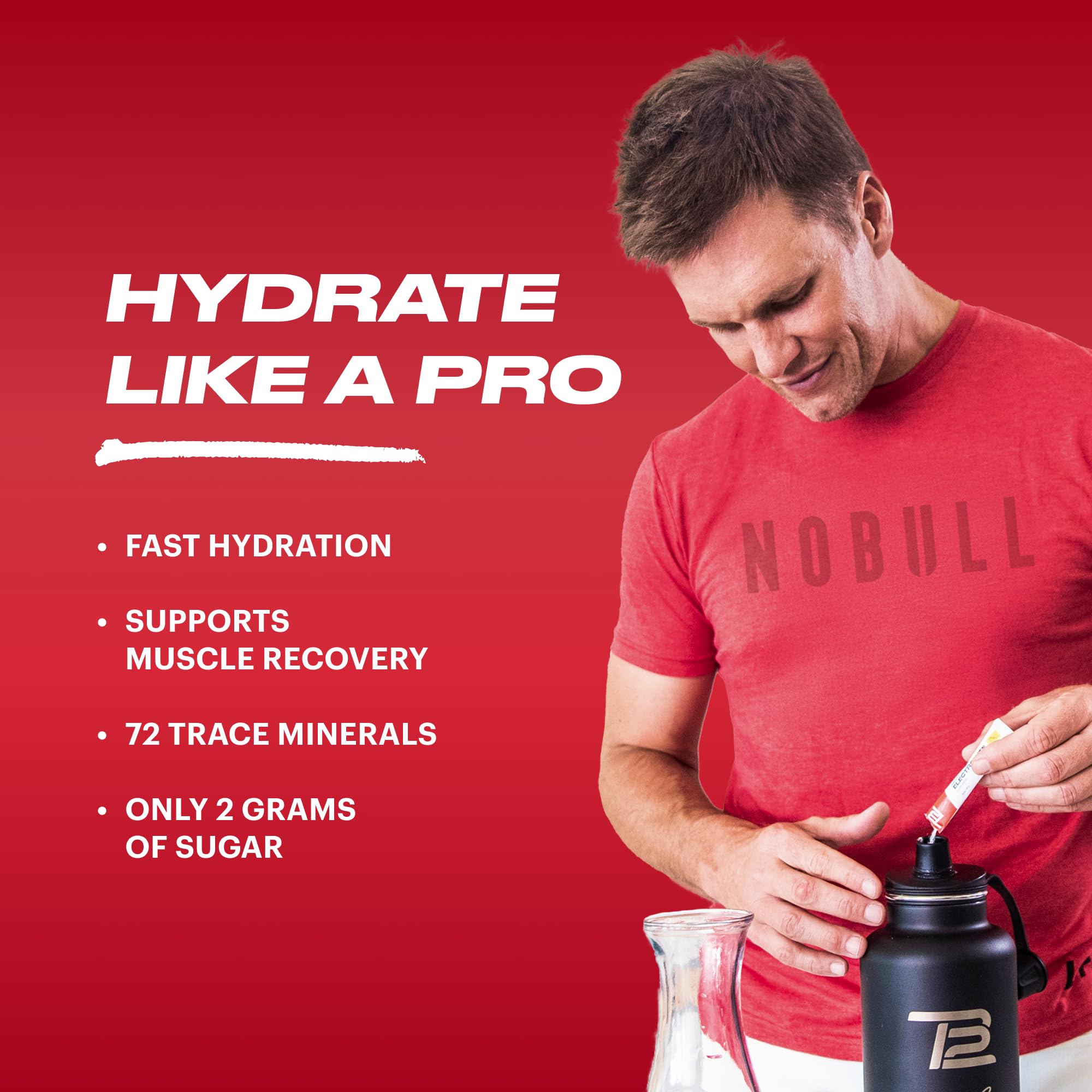 TB12 Electrolyte Powder Fruit Punch shaker bottle ready for workout hydration