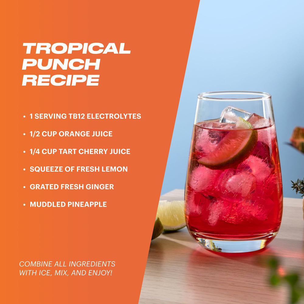 TB12 Electrolytes Peach Mango ingredients list showing minerals from the Great Salt Lake.