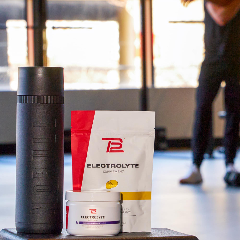 TB12 Electrolytes ready-to-mix packets for daily hydration routine.