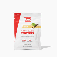 TB12 vanilla plant-based protein powder tub for smooth shakes