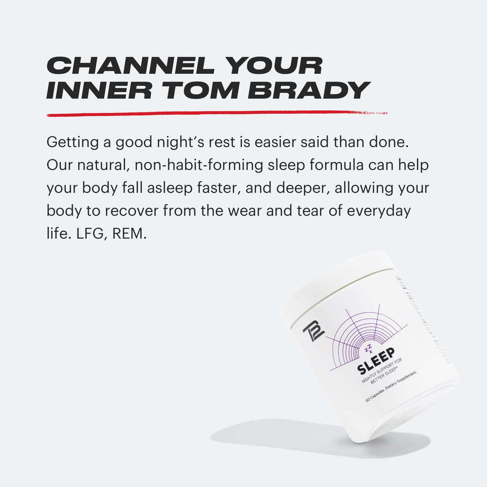 TB12 Sleep nighttime relaxation scene suggests restful evenings.