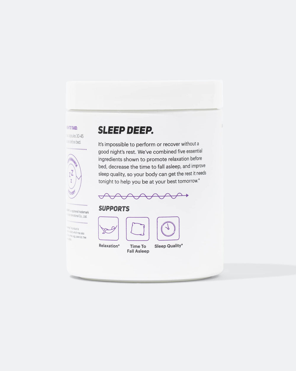 TB12 Sleep packaging highlights gluten-free, dairy-free, and non-GMO ingredients.