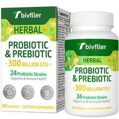 Tbivfller probiotic bottle showing 300B CFU for daily gut balance.
