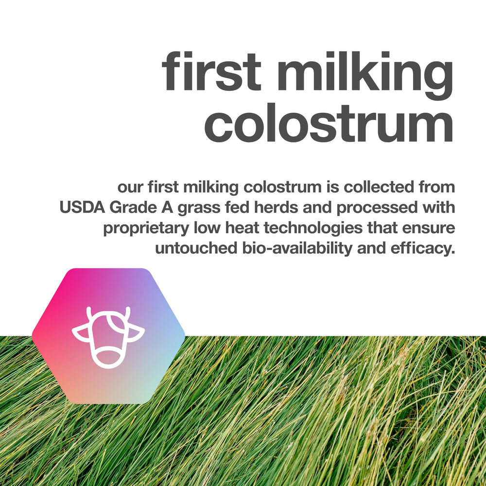 TBR Labs image emphasizing antibiotic- and hormone-free colostrum claim.