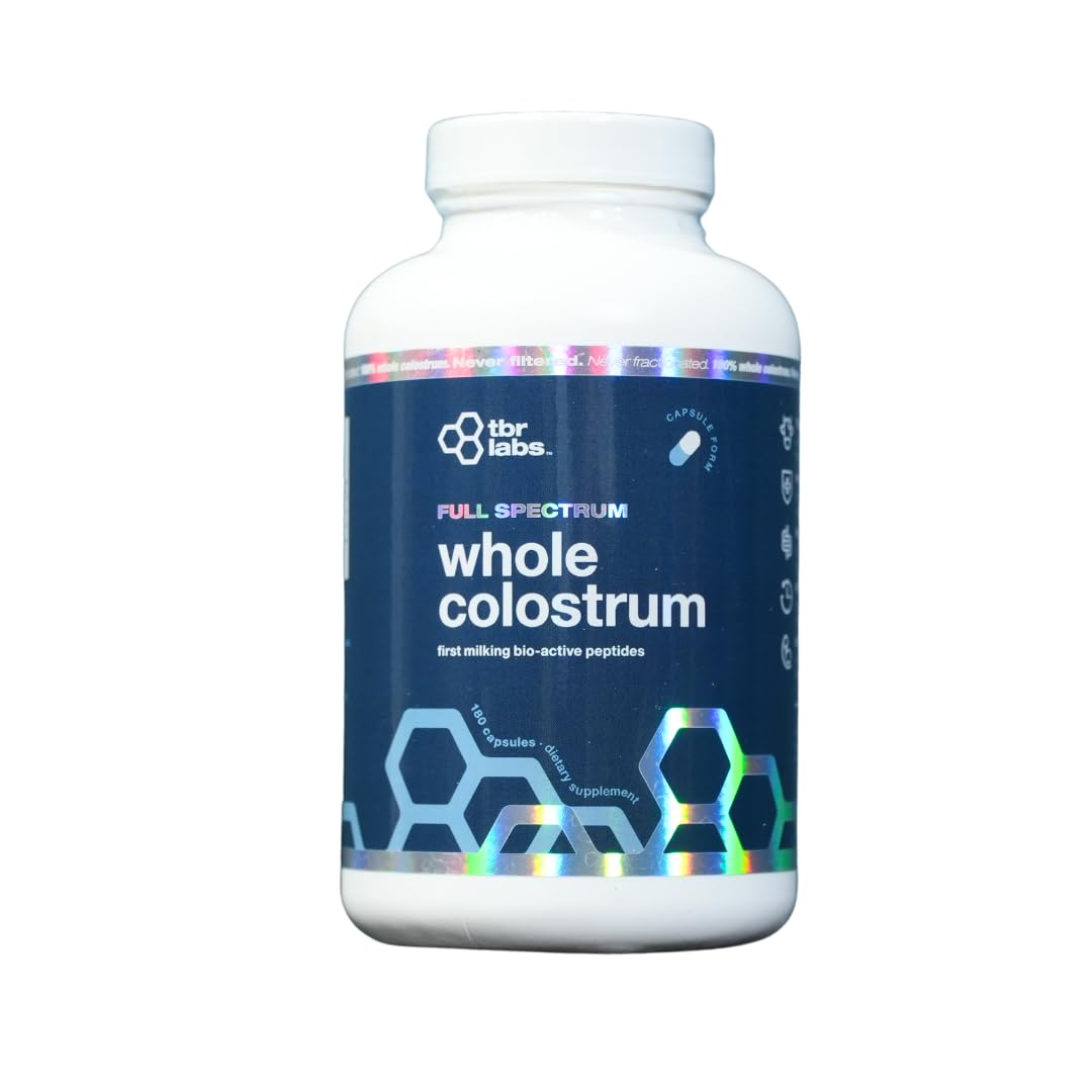 TBR Labs Pure Bovine Colostrum capsules for daily immune support.