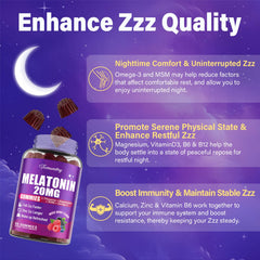 Tcemundry Melatonin Gummies label highlights the 12-in-1 formula for sleep support.