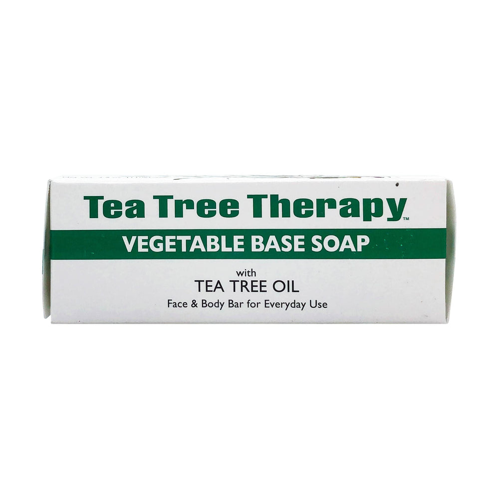 Tea Tree Therapy soap partial view on sink for everyday use.