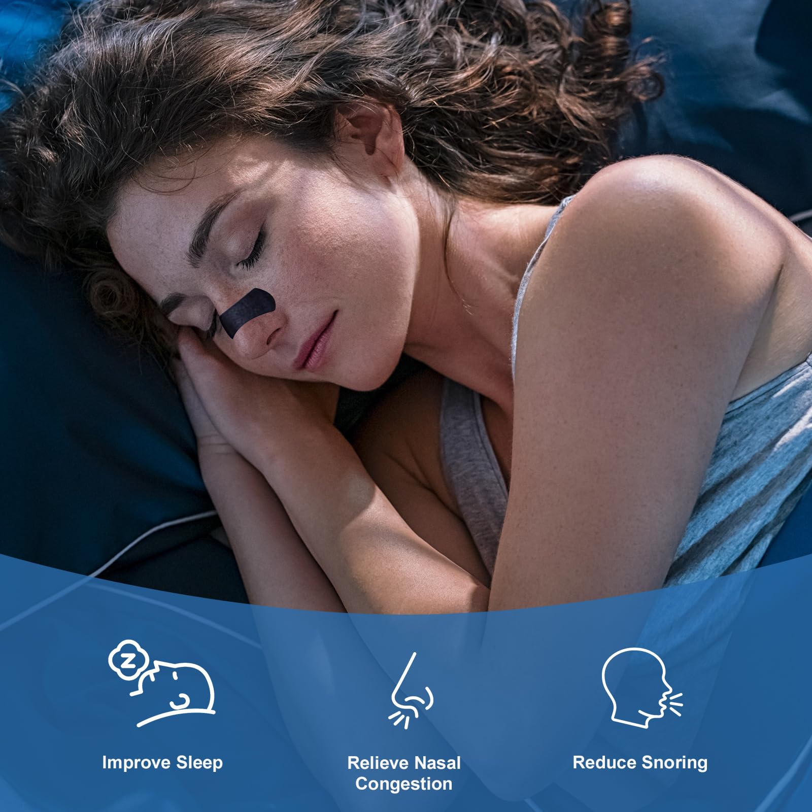 TeasBank wide-design nasal strip provides extra lift for open airways.