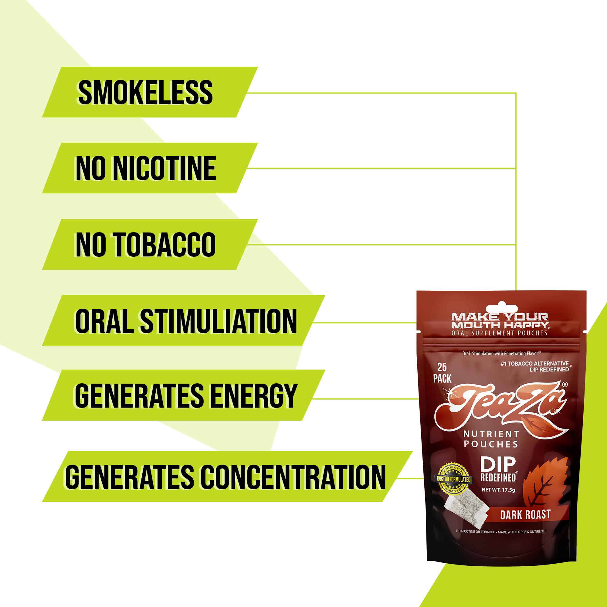 TeaZa Energy Coffee Pouch pack dispensed for easy pop-and-go use