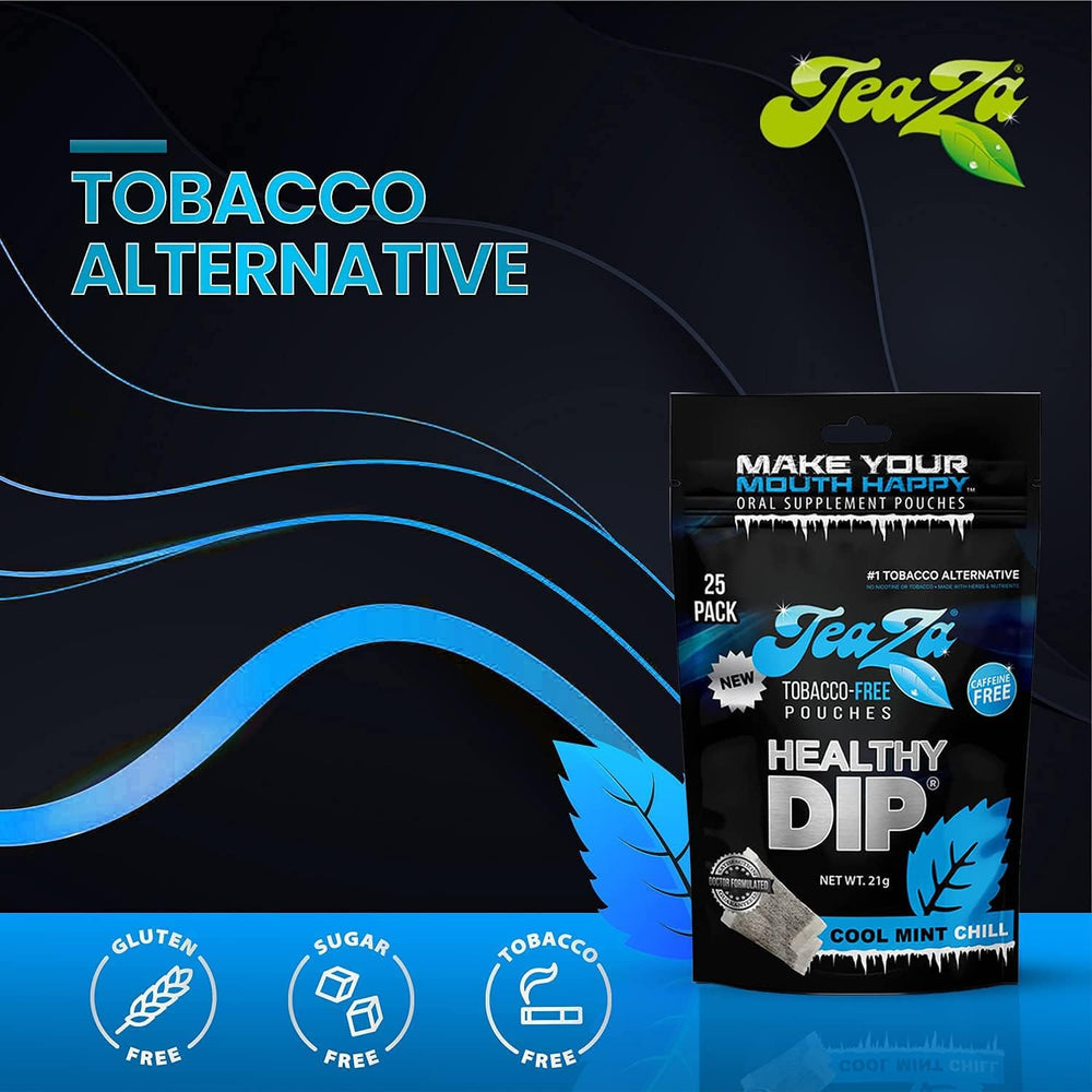 TeaZa Cool Mint Chill pouch on the go provides quick minty refreshment.