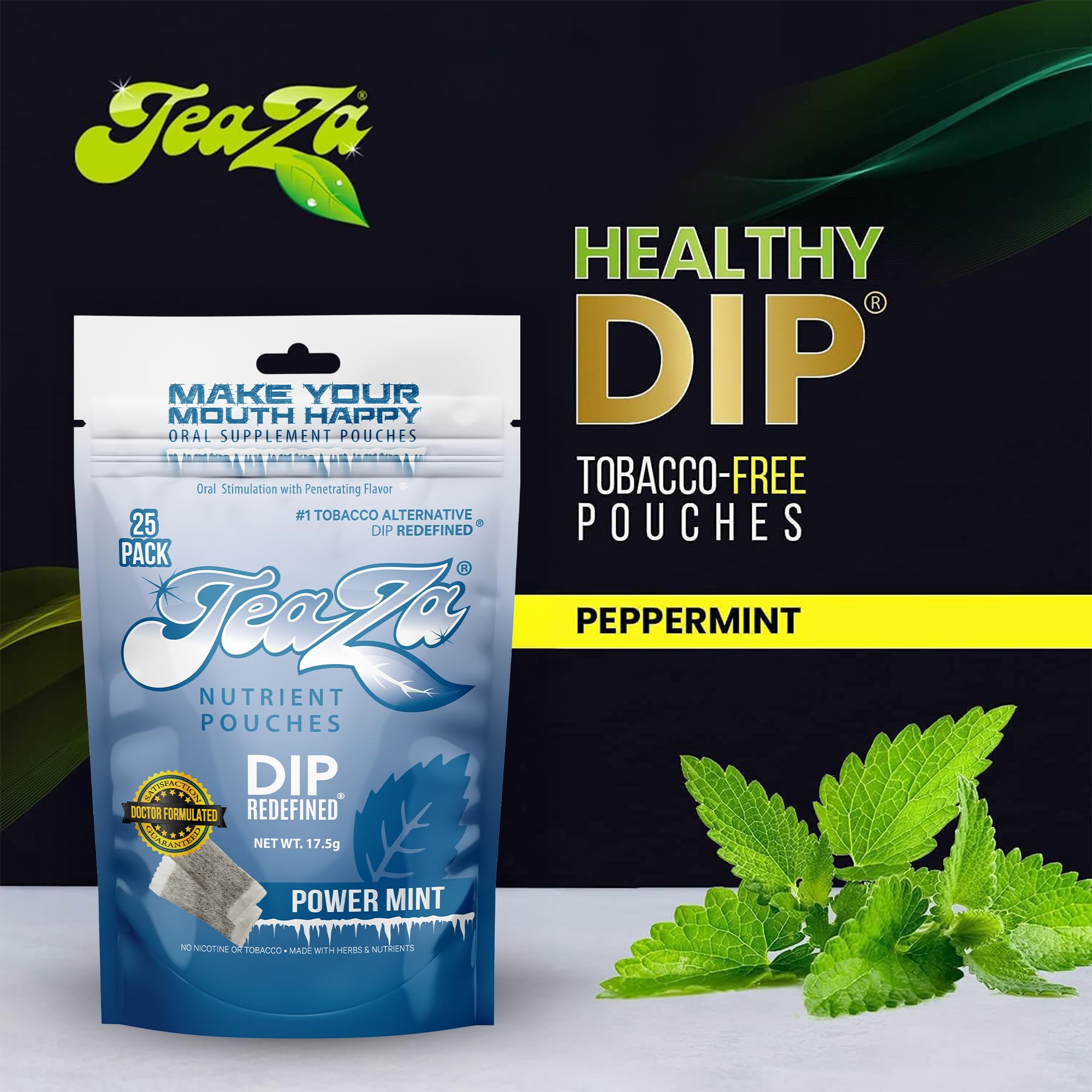 TeaZa Energy dip application demonstrating smokeless alternative usage.