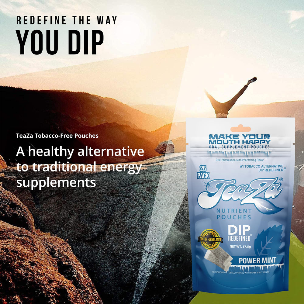 TeaZa Energy open pack reveals ready-to-use pouches for quick dips.