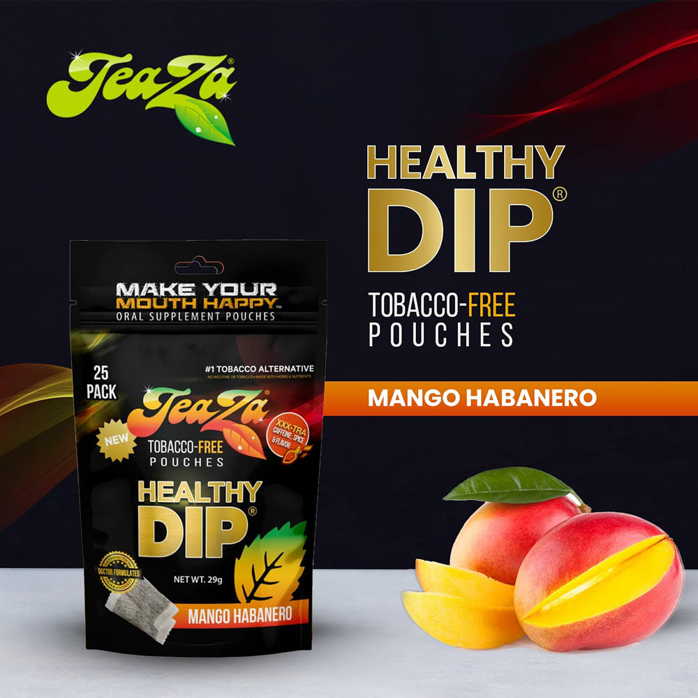 TeaZa Mango Habanero four-pack on table, ready to enjoy