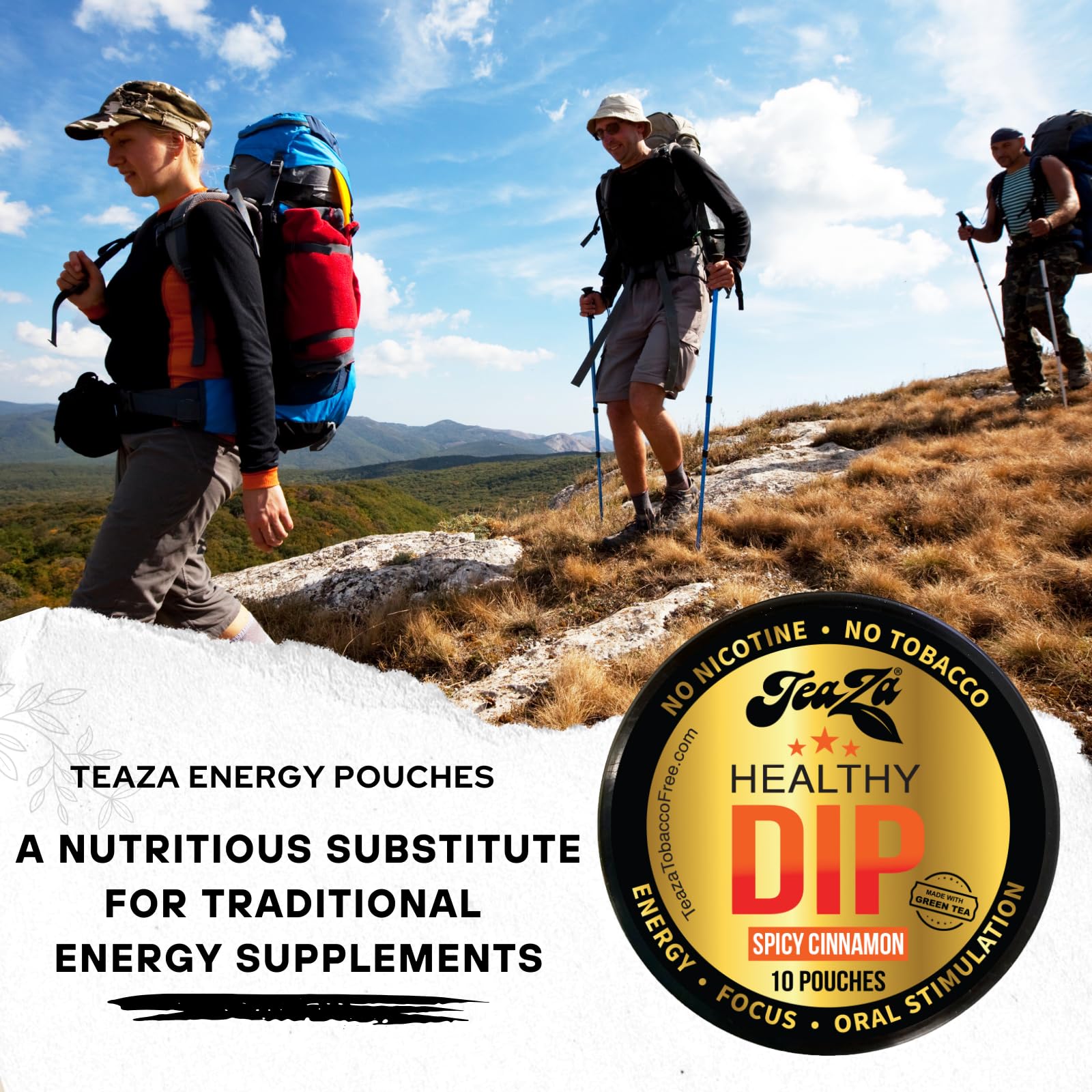 TeaZa Spicy Cinnamon Pouch in cup with aroma and flavor for quick focus.