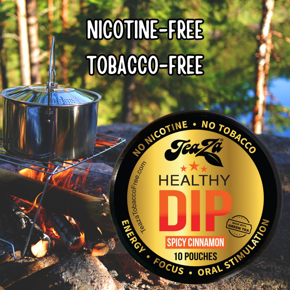TeaZa Spicy Cinnamon Pouch in hand ready-to-enjoy, sugar-free spice flavor.