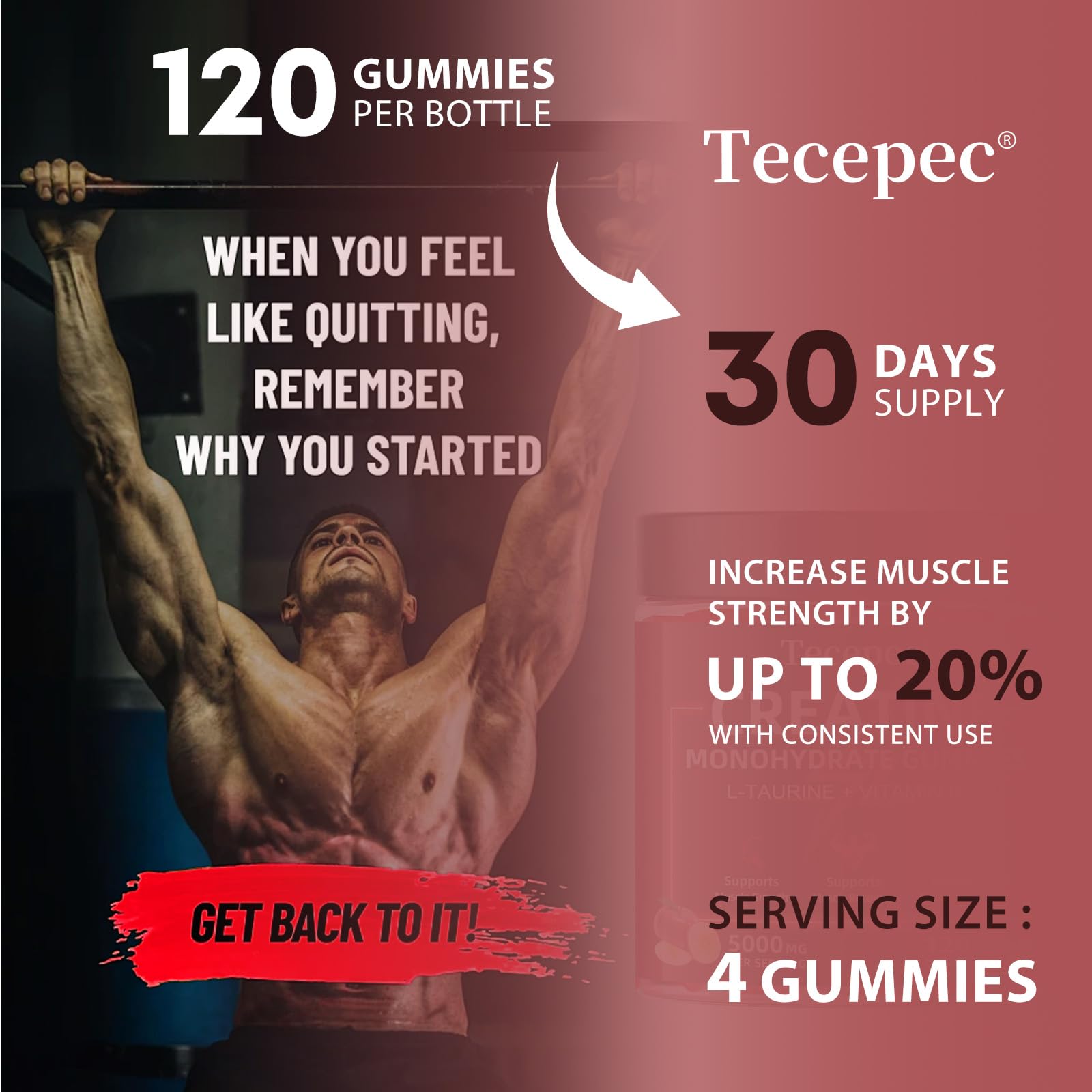 Tecepec Gummies label details show 5000mg per serving and ingredients.