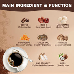 Tecepec Mushroom Coffee mug with foamy brew for jitter-free focus.