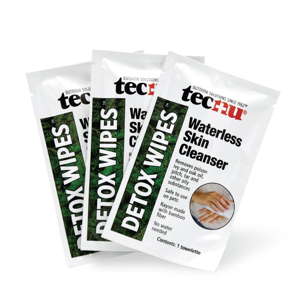 Tecnu Detox Wipes individual wipe ready for portable waterless cleansing.