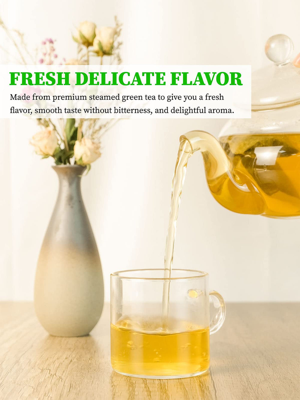 Eco-conscious TeeLux tea bags with compostable packaging.