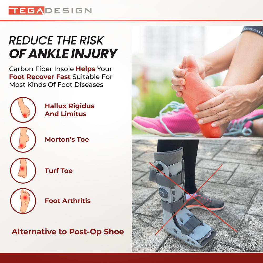 TEGA carbon fiber insole underfoot design fits athletic shoes easily