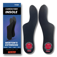 TEGA Morton's Extension carbon fiber orthotic pair provides toe joint support for daily activities.