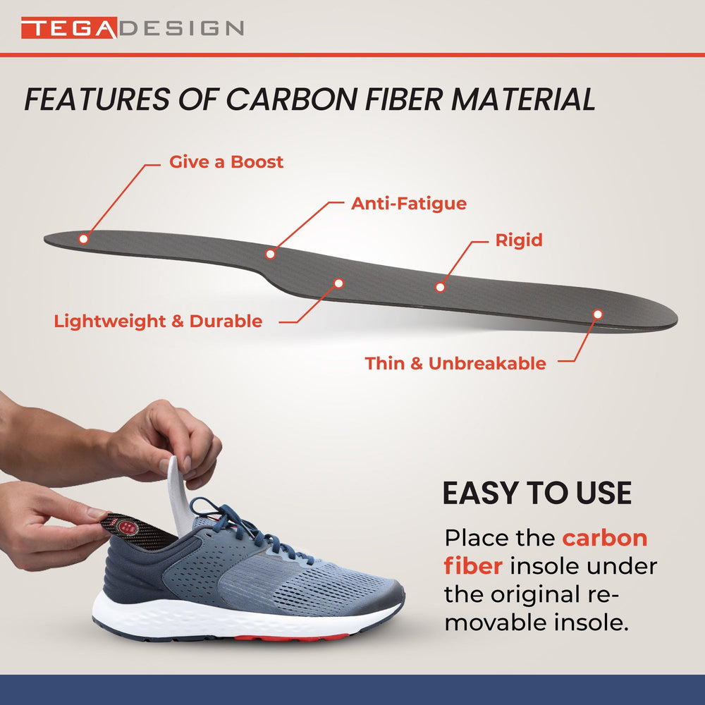 TEGA Morton's Extension carbon fiber insole supports walking and light running.