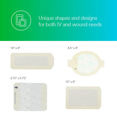 Tegaderm 1627 frame allows site visibility while protecting the wound.