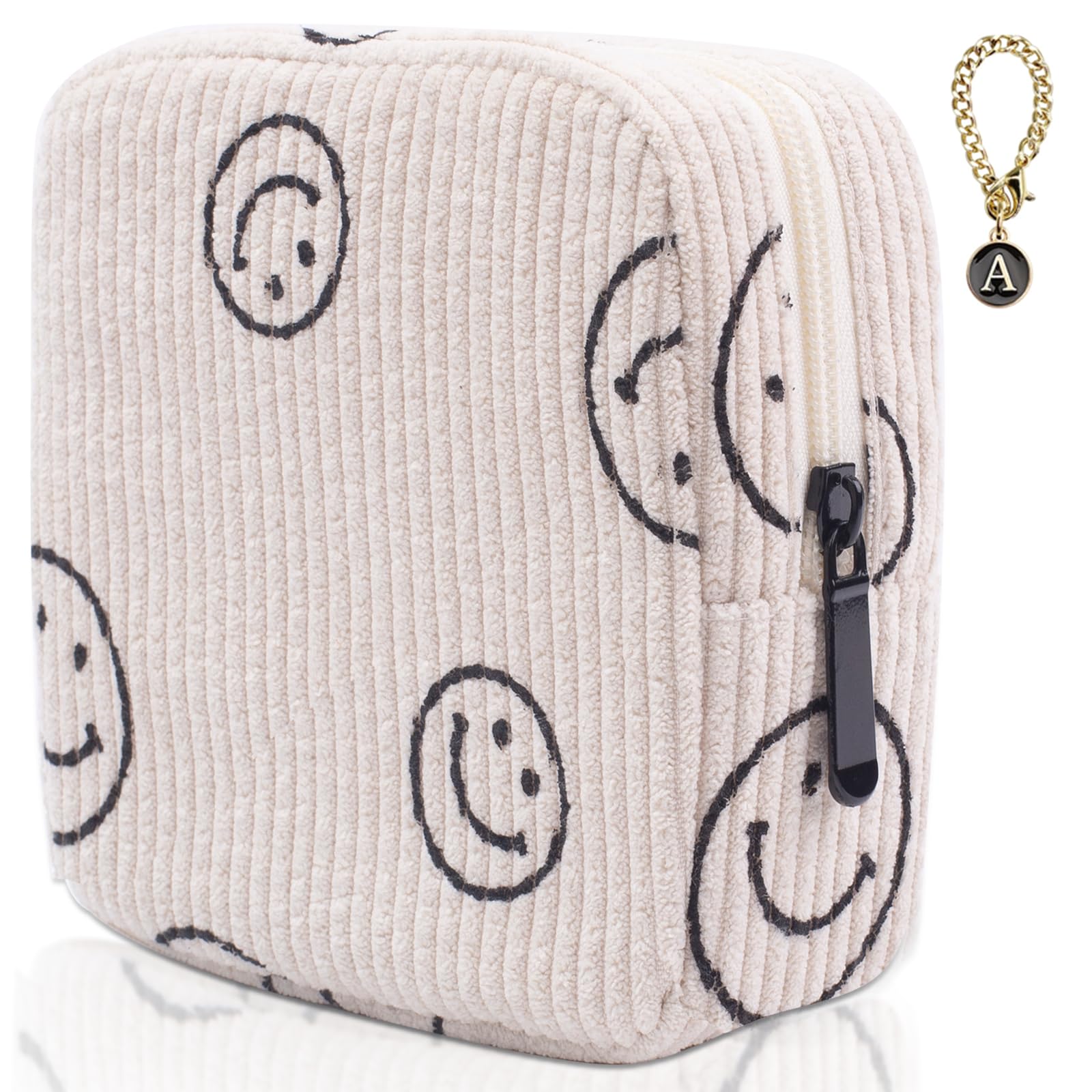Teircno corduroy period bag with smiley keeps pads organized for on-the-go confidence.