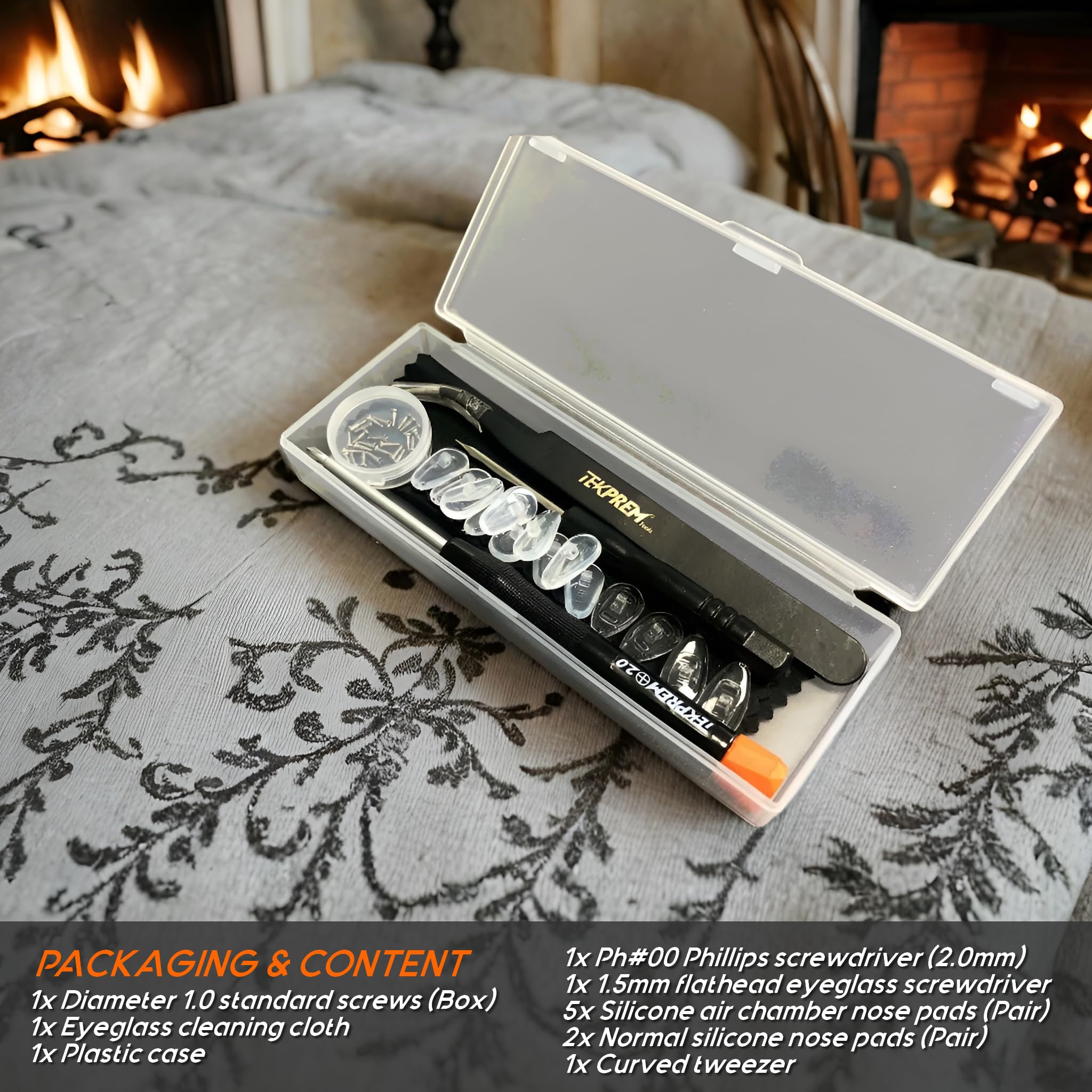 TEKPREM cleaning cloth keeps lenses and pads clean.