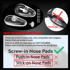 TEKPREM screw-in nose pads five pairs for quick comfortable adjustments.