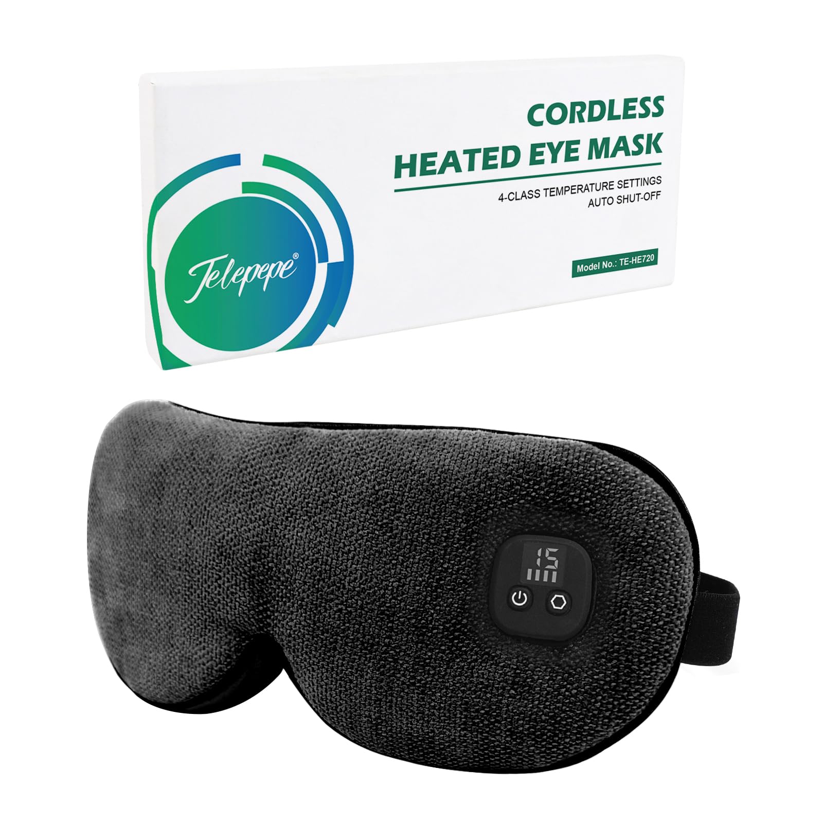 Telepepe heated eye mask cordless design offers portable warmth for travel.