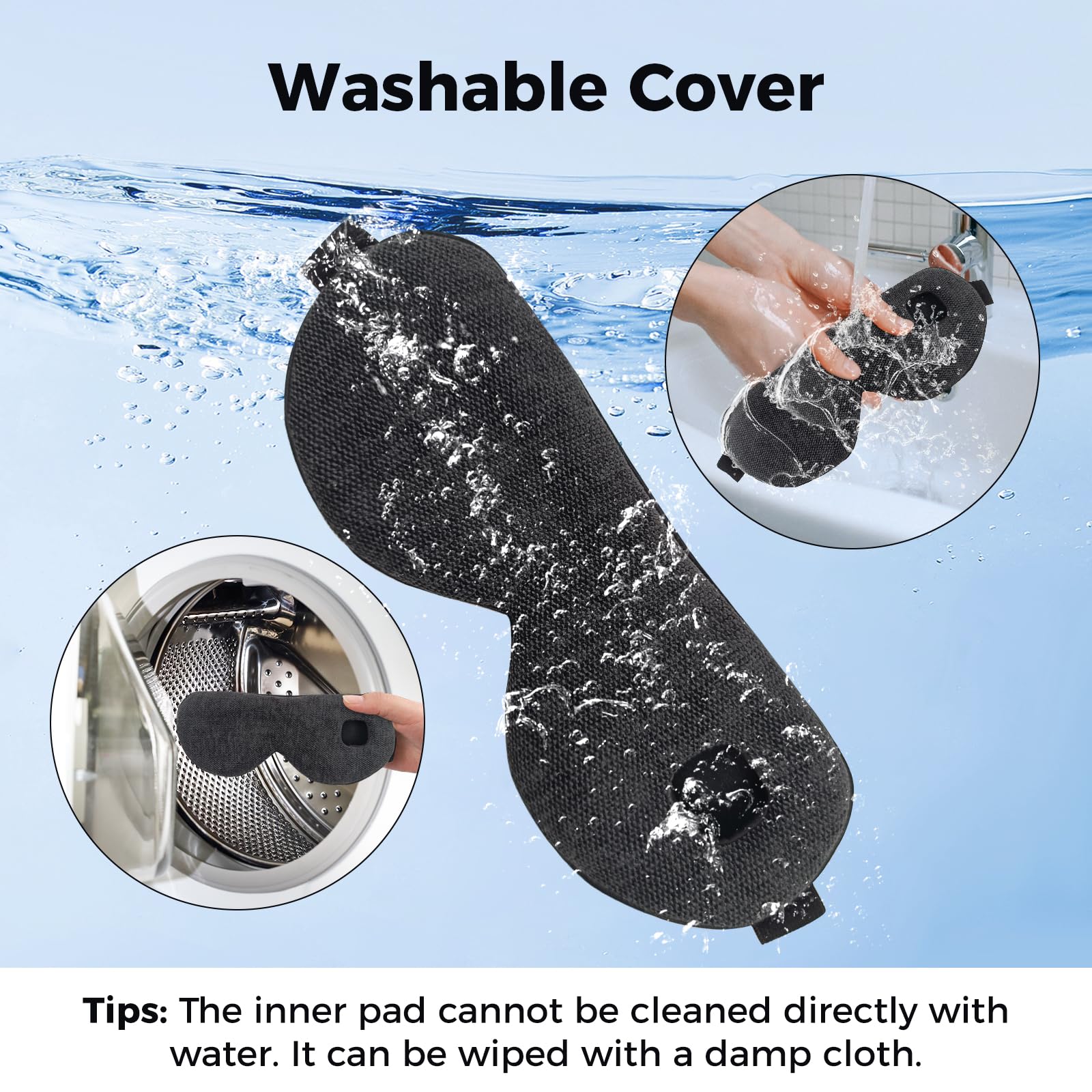 Telepepe heated eye mask washable cover stays clean for daily use.