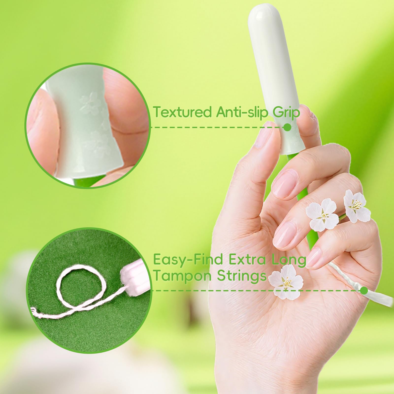 Tellove tampons offer easy-find extra-long strings for quick handling.