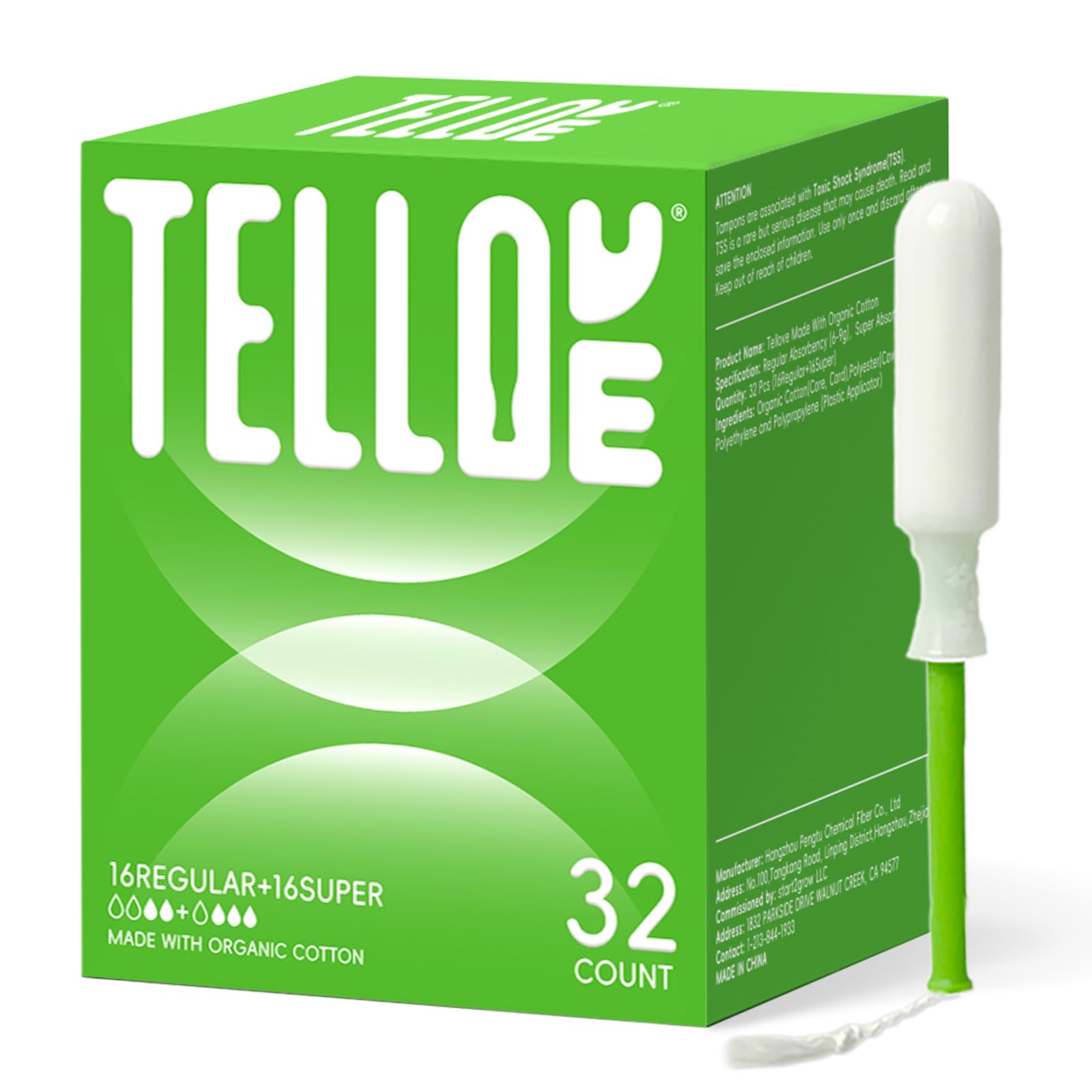 Tellove tampons with organic cotton core for gentle protection on sensitive skin