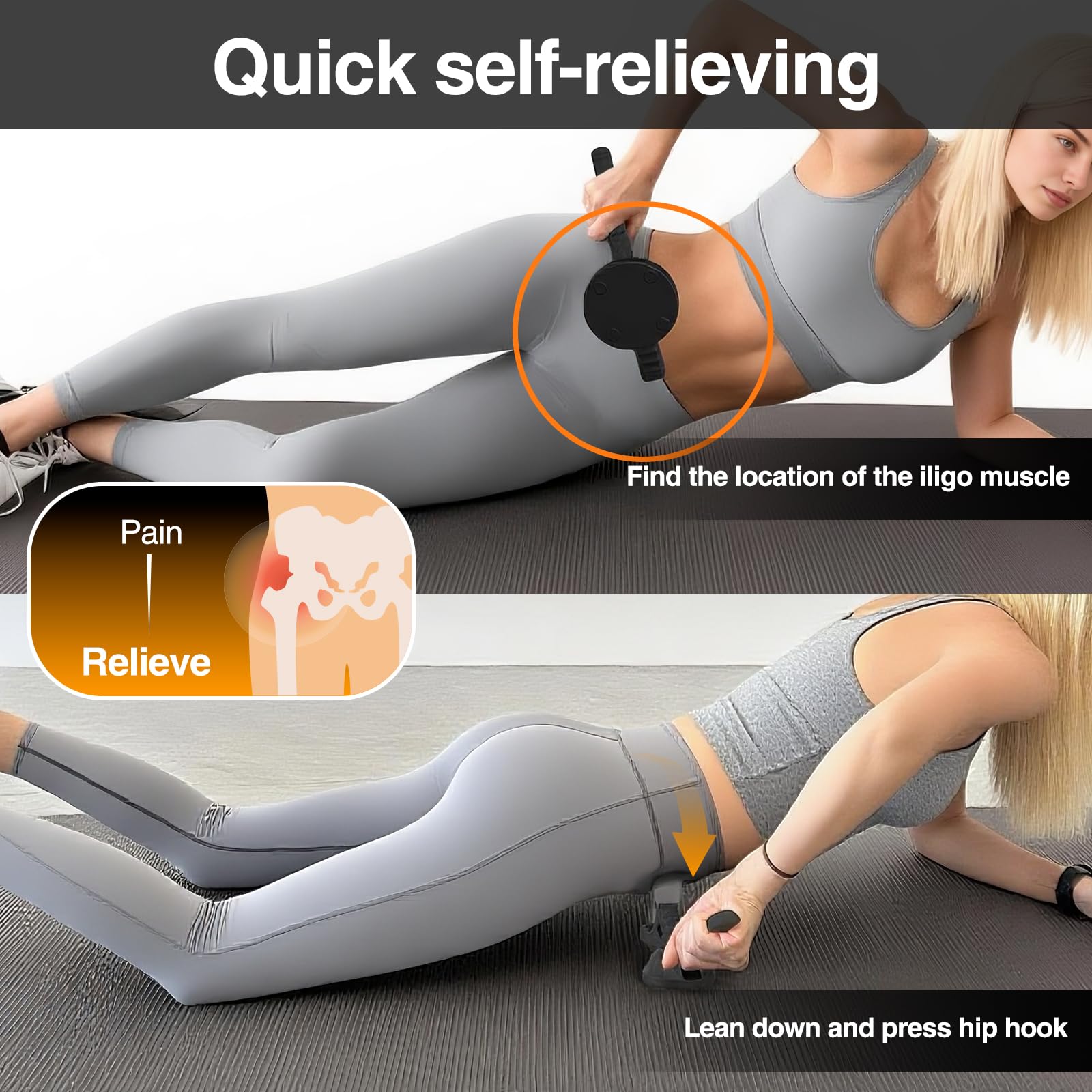 Telyora Psoas Release Tool iliacus release action; deep pressure for mobility.