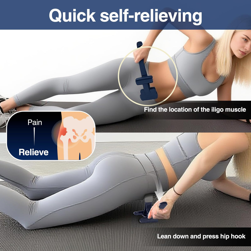 Telyora tool applies targeted pressure to iliacus and psoas muscles.