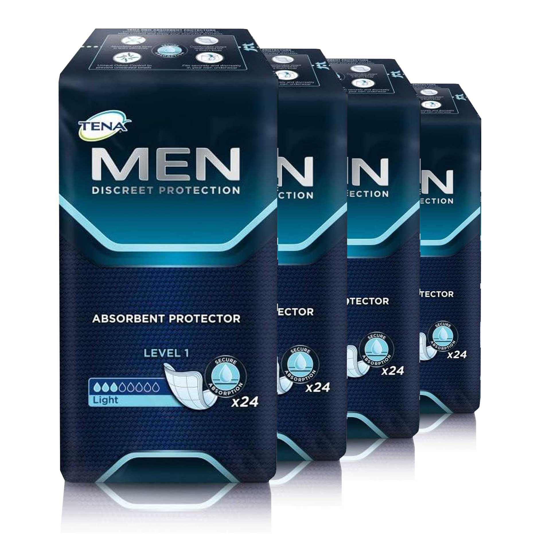 TENA for Men soft cup shape protector provides discreet daily protection.