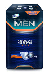TENA Level 3 Men pack cover shows discreet, comfortable wear for everyday use.