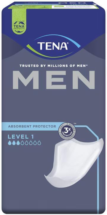 TENA MEN Level 1 pad shown in ultra-thin profile for discreet daily wear.