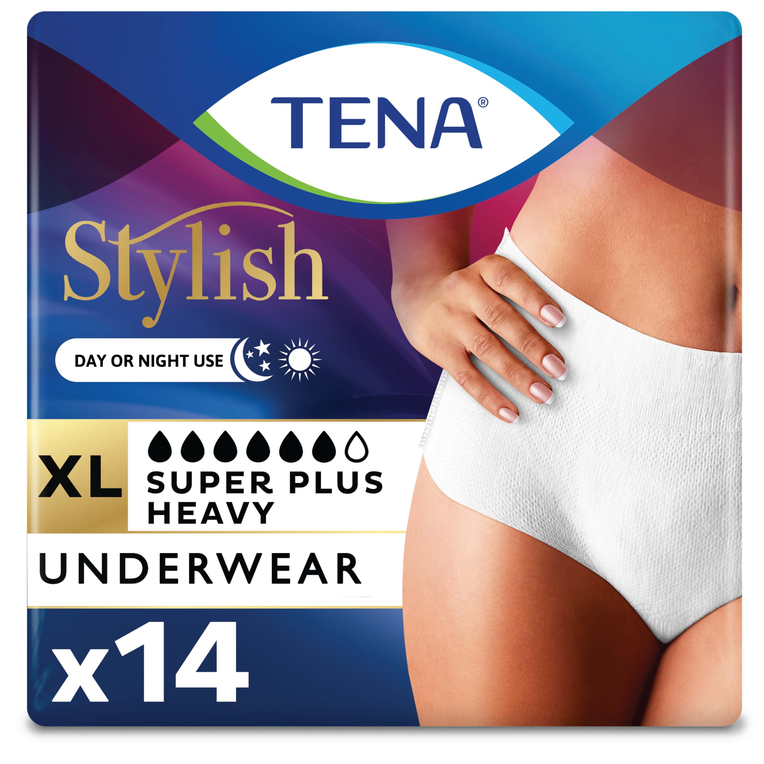 TENA Super Plus Women's Underwear close-up of absorbent front panel for reliable protection.