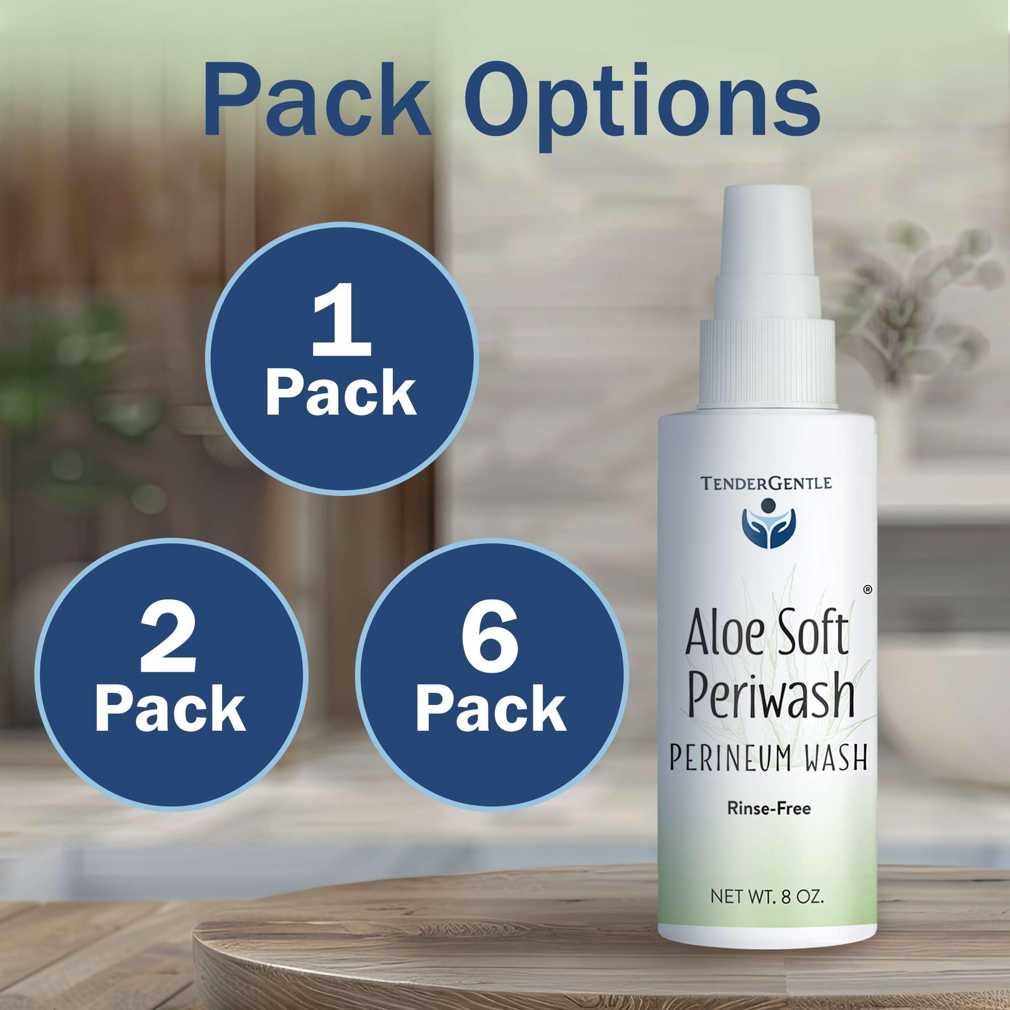 New mom applying TenderGentle Aloe Soft Peri Spray for postpartum hygiene.