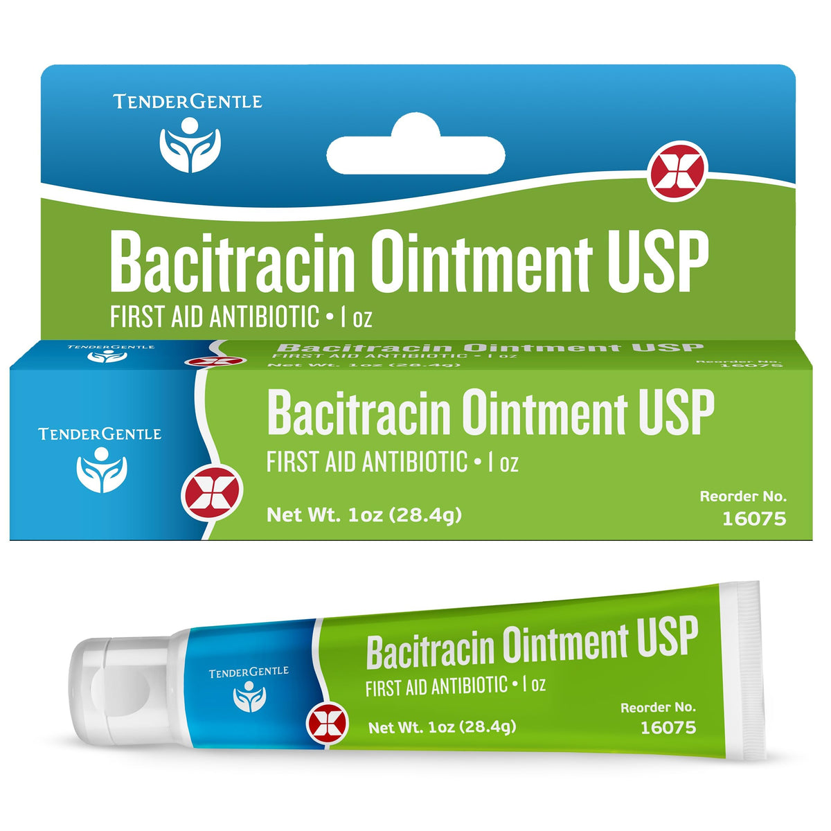 TenderGentle bacitracin ointment tube for minor cuts and scrapes.