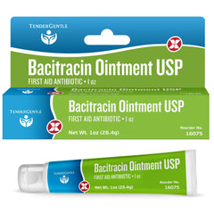 TenderGentle bacitracin ointment tube for minor cuts and scrapes.