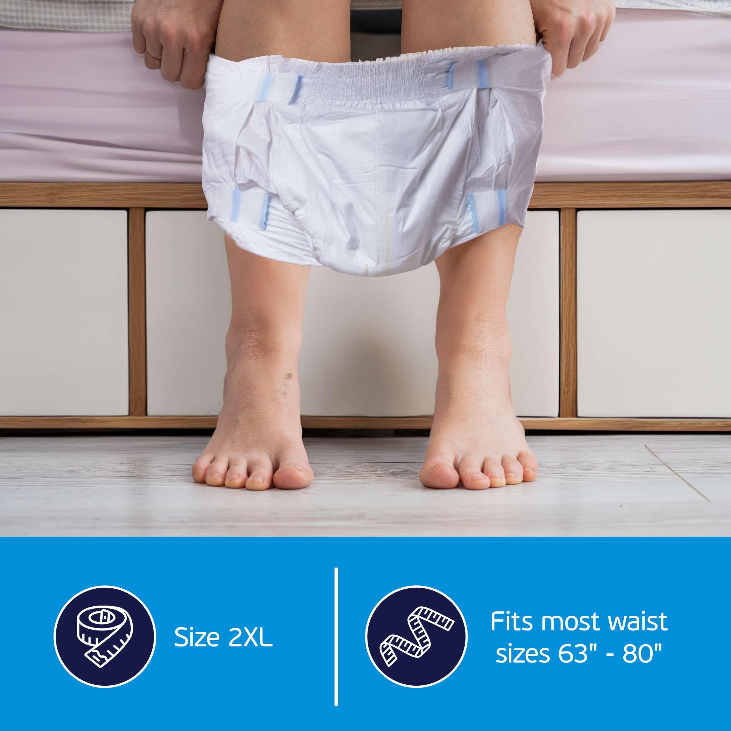 TenderGentle stretchable side panels show easy fit and resealability.