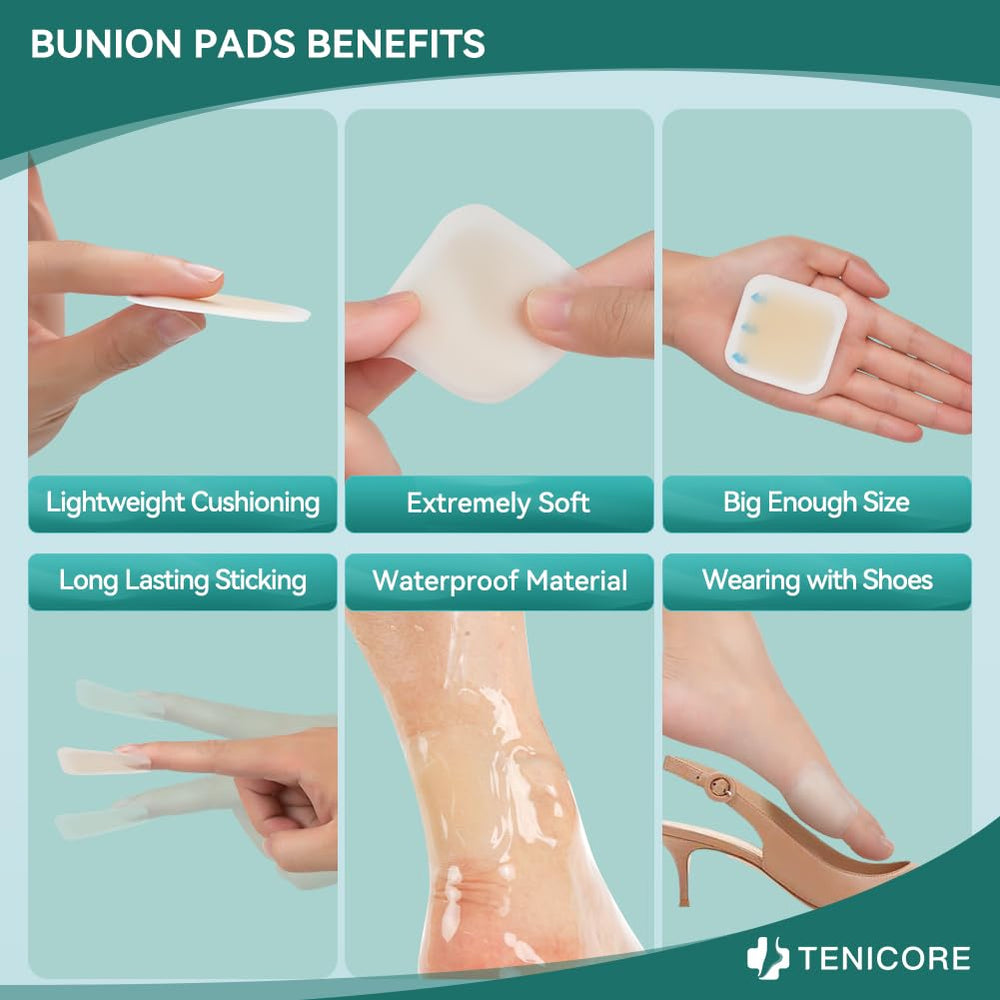 TENICORE Bunion Pads worn under shoe to reduce rubbing.